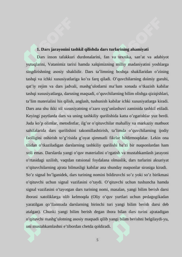 BOSHLANG’ICH SINF ONA TILI  DARSLARIGA QO'YILADIGAN TALABLAR 5