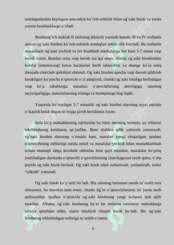 Boshlang'ich sinfda yozma hisoblash algoritmini o'rgatish 8