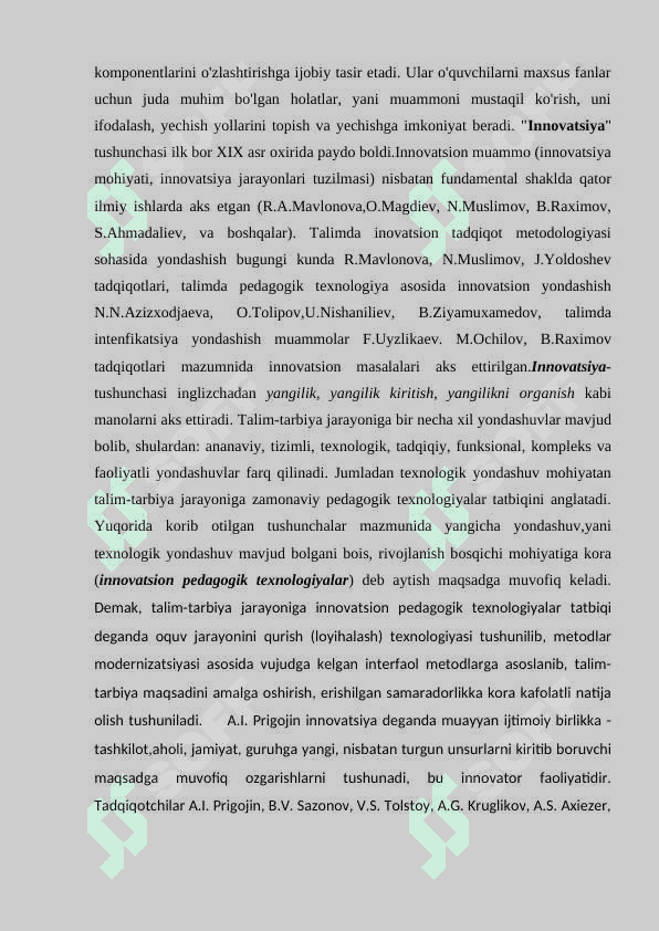 PSIXOLOGIYA FANLARINI O`QITISHDA  PEDAGOGIK INNAVATSION TEXNOLOGIYALARDAN FOYDALANISH 2
