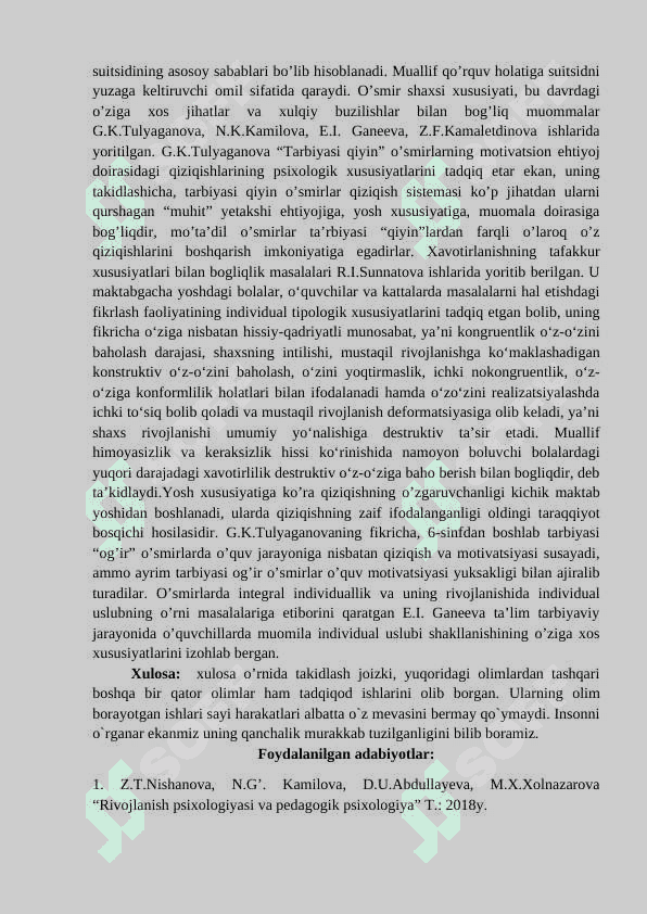 SHAXS RIVOJLANISHINI MAMLAKATIMIZ PSIXOLOGLARI TOMONIDAN O’RGANILISHI 2