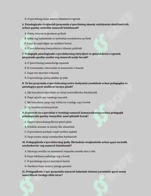 Pedagogika va psixologiyadan 2