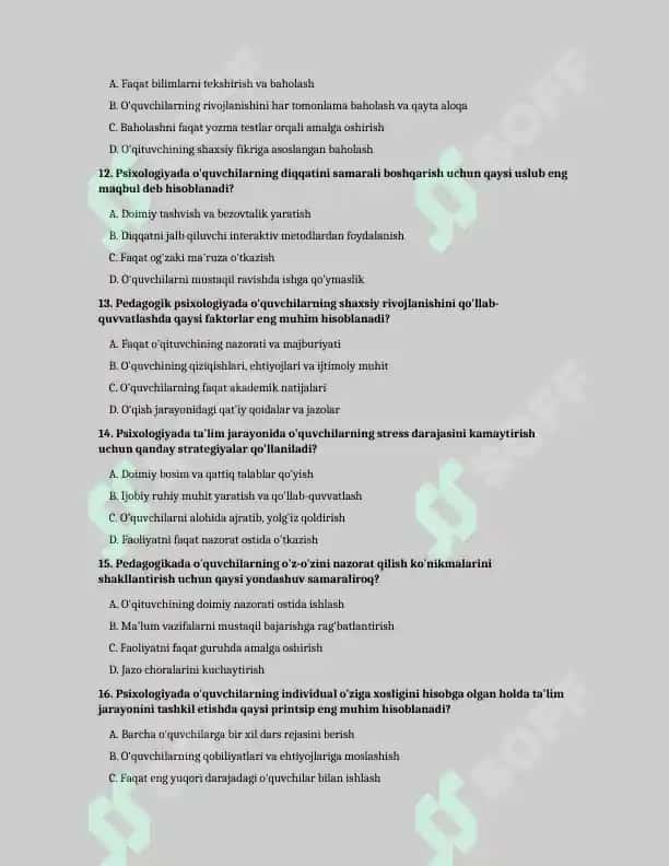 Pedagogika va psixologiyadan 3