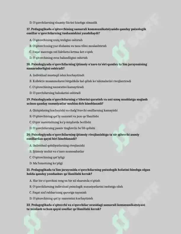 Pedagogika va psixologiyadan 4