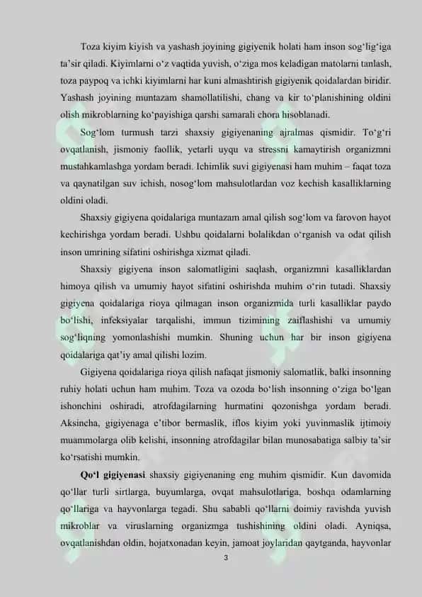 Shaxsiy gigiyena mashg'uloti to'garagi 3