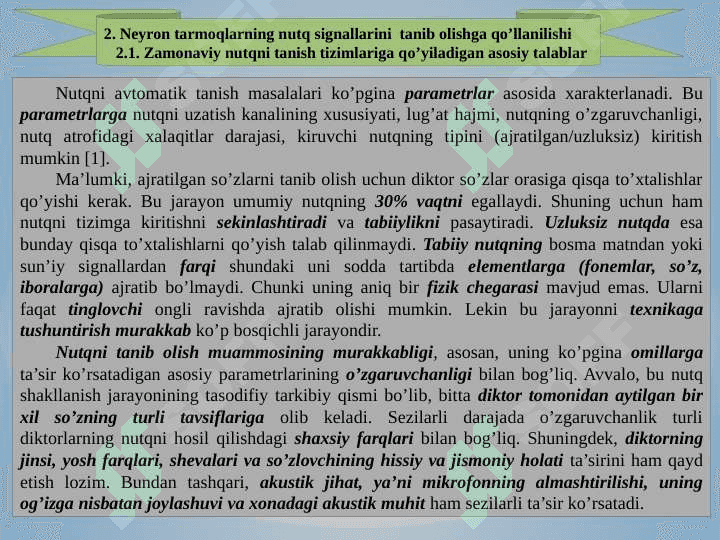 Chuqur o‘qitish usullariga asoslangan neyron tarmoqlarning  turli sohalarda qo‘llanilishi 6