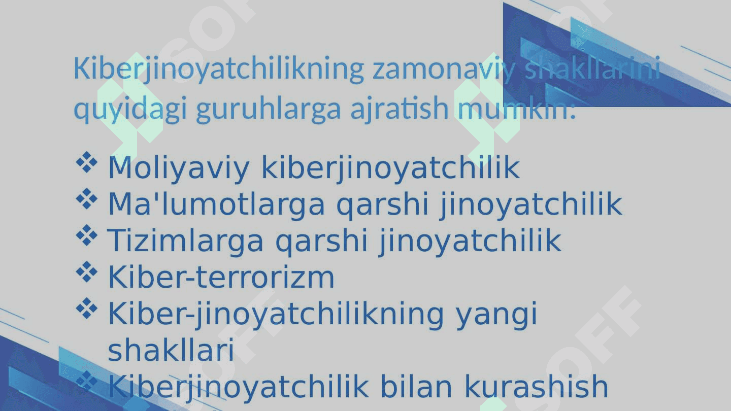 Kiberjinoyatchilikning zamonaviy ko'rinishlari 3
