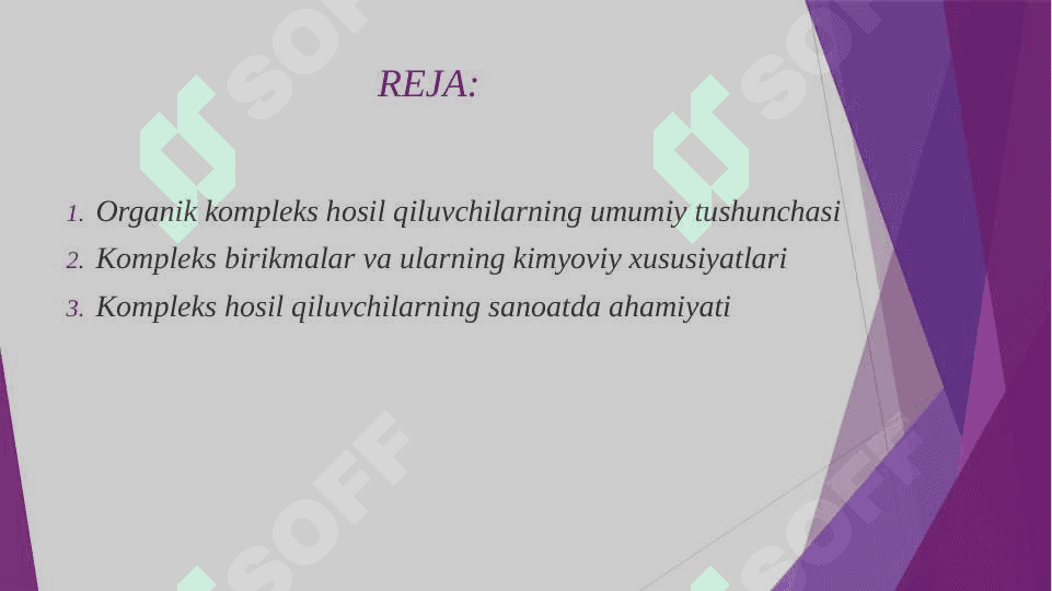 Organik kompleks hosil qiluvchilar,ularning yutuq va kamchiliklari,neft-gaz kimyo sanoatida qo'llanishi 2