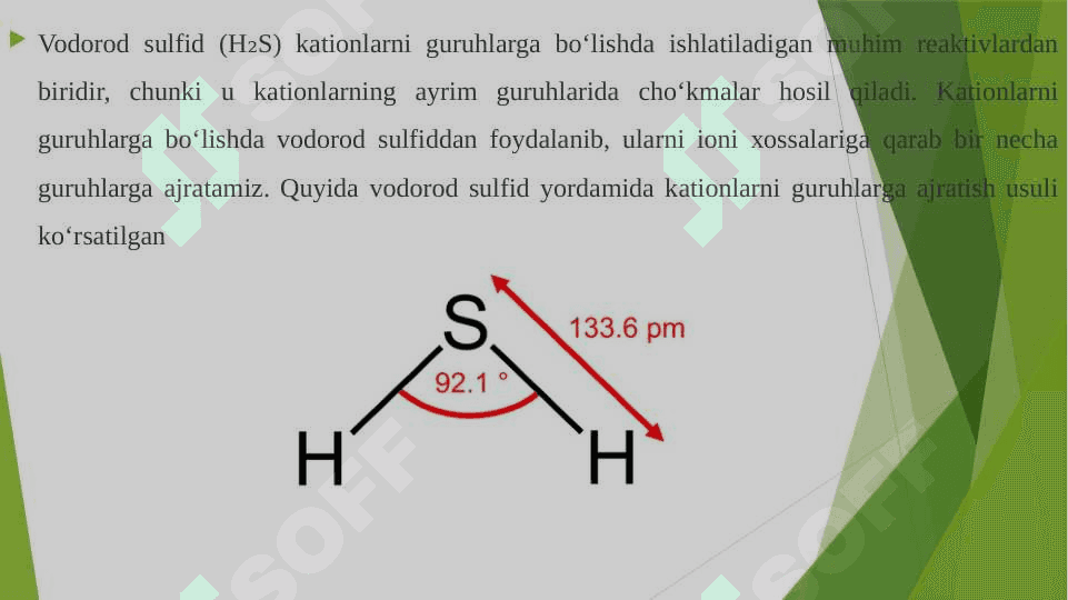 Vodorod sulfid asosida kationlarni guruhlarga bo'lish 3