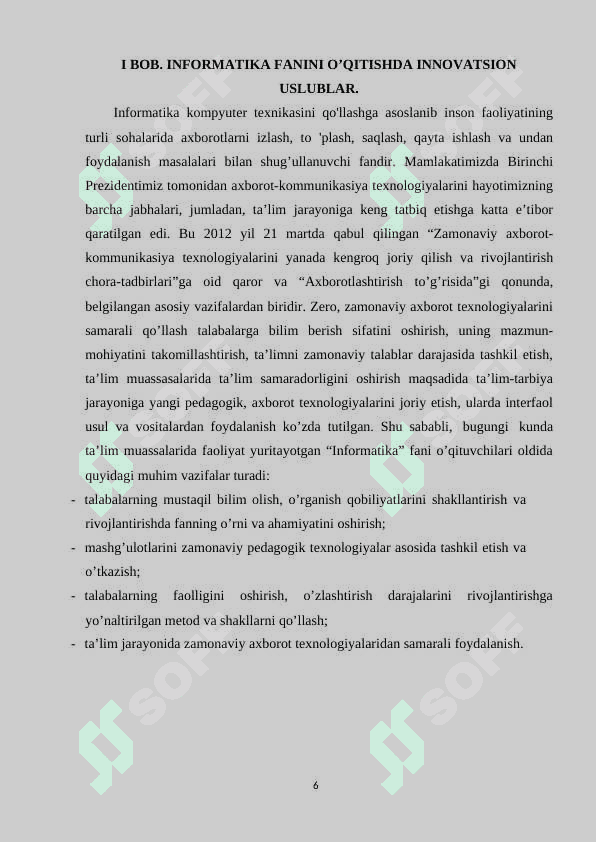 Informatika darslarida o'quvchilar bilim malaka va ko'nikmalarini nazorat qilishni zamonaviy vositalari 6