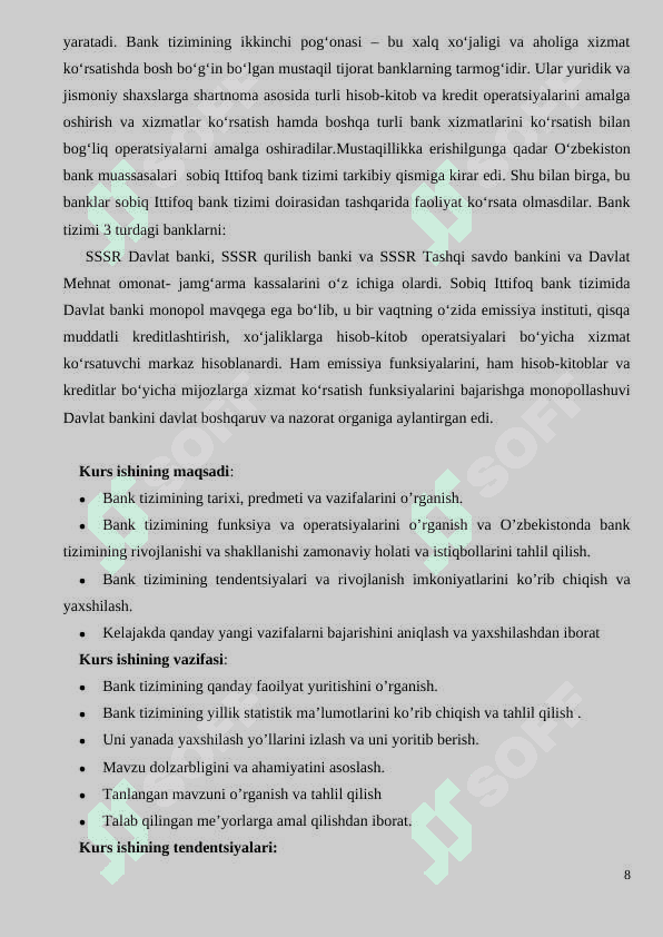 BANK TIZIMI-MOLIYA TIZIMINING TARKIBIY QISMI SIFATIDA. 7