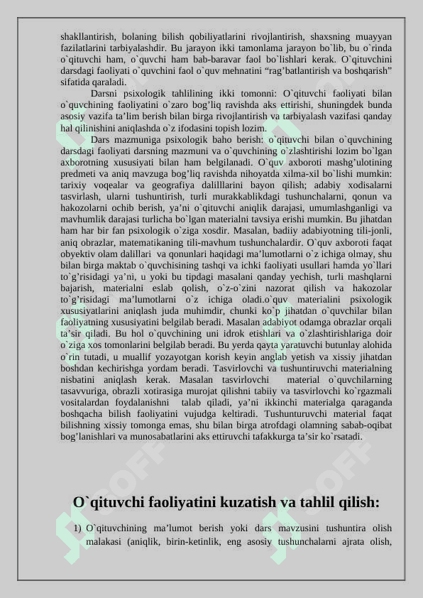 maktab psixologlari uchun darsning psixologik taxlili 2