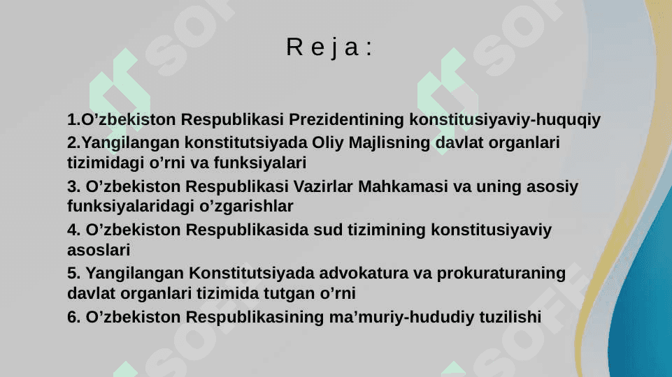 Yangi tahrirdagi o`zbekiston respublikasi konstitutsiyasida davlat hokimyati tashkil etilishining kanistutsiyaviy asosla 2