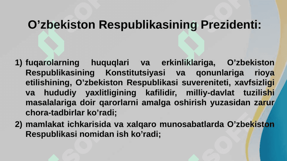 Yangi tahrirdagi o`zbekiston respublikasi konstitutsiyasida davlat hokimyati tashkil etilishining kanistutsiyaviy asosla 5