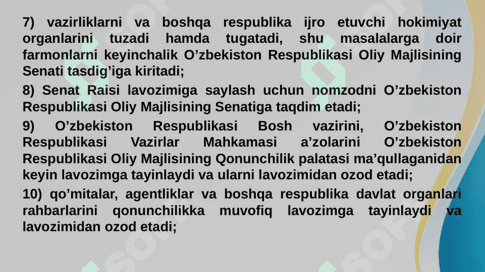 Yangi tahrirdagi o`zbekiston respublikasi konstitutsiyasida davlat hokimyati tashkil etilishining kanistutsiyaviy asosla 7
