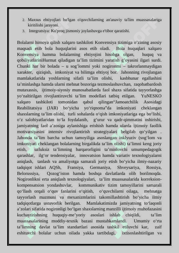 Inklyuziv va integratsiya ta`limining bir-biridan farqi 2