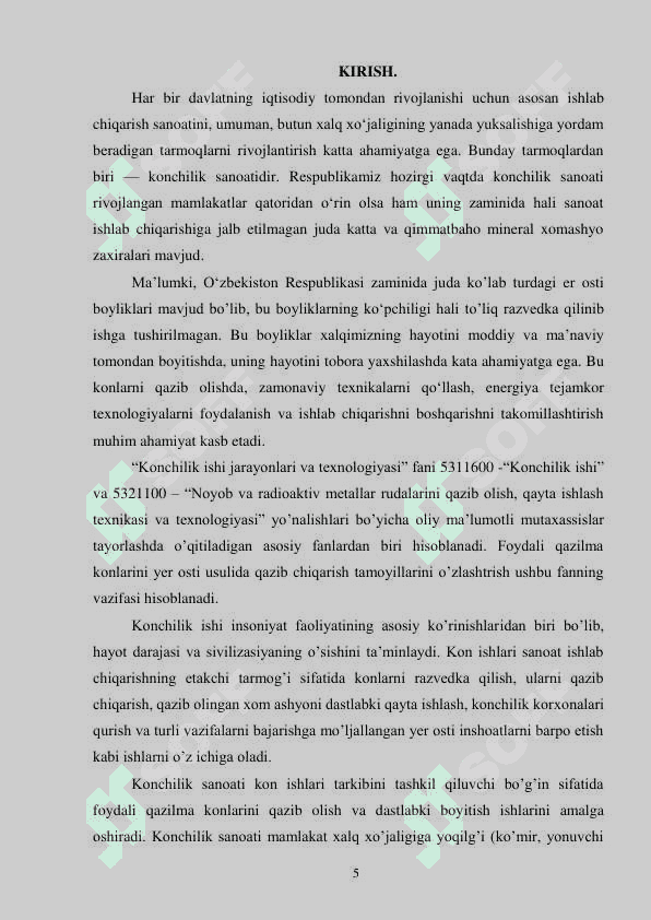 Yer osti konchilik ishlari jarayonlari va texnalogiyalari 5