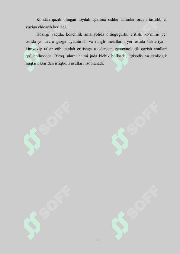 Yer osti konchilik ishlari jarayonlari va texnalogiyalari 8