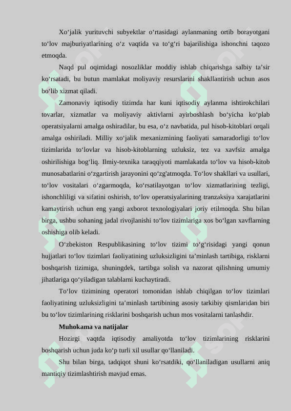 TO‘LOV TIZIMLARIDAGI RISKLARNI BOSHQARISHNI TAKOMILLASHTIRISH YO‘LLARI. 2