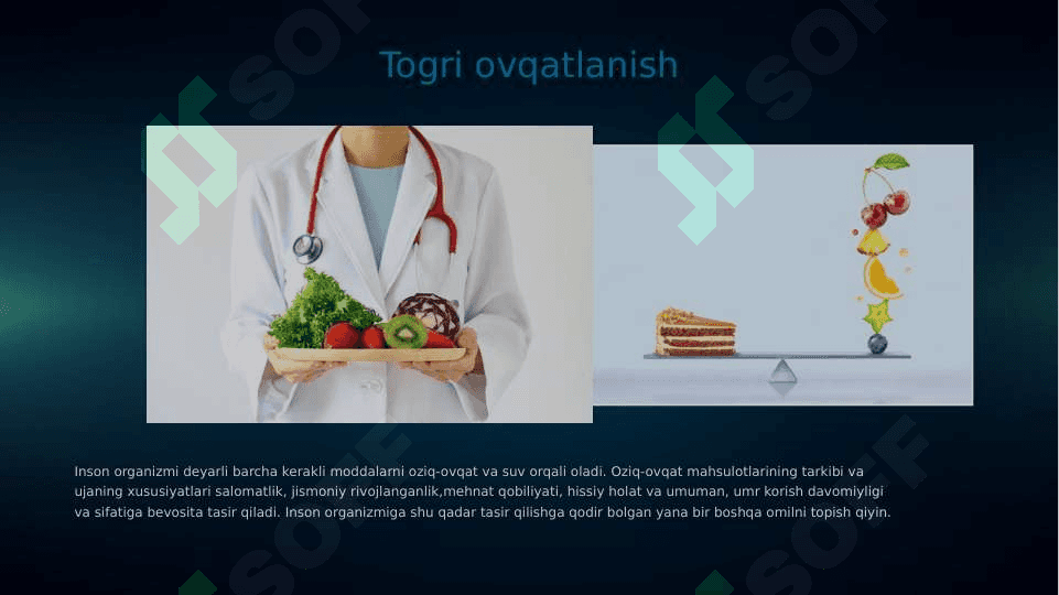 To‘g‘ri ovqatlanish sog‘lom turmush tarzi sifatida. 2