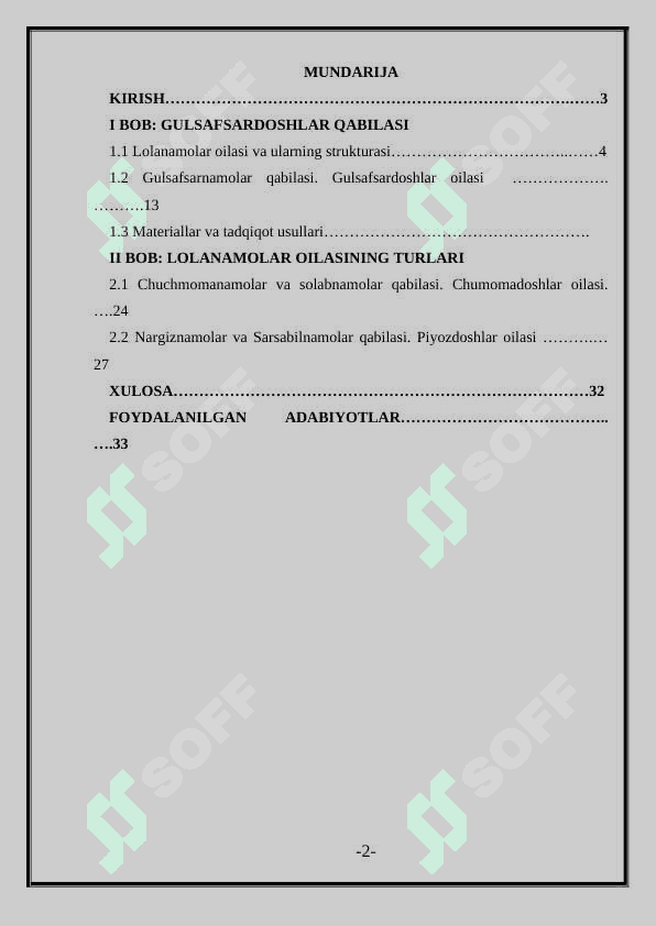 Gulsafsardoshlar oilasi 2