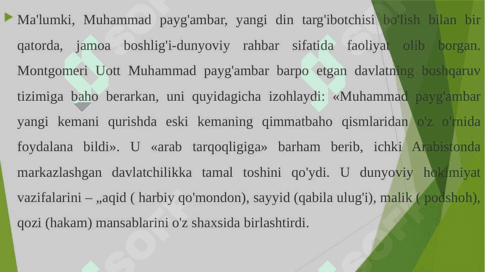 Roshid xaliflar hukumdorligi davridagi islohotlarning mohiyati. Ummaviylar va abbosiylar hukmdorligi diniga munosabat 4