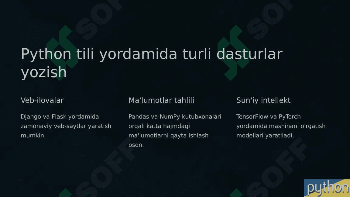 Python dasturlash tilining dunyodagi ahamiyati 3