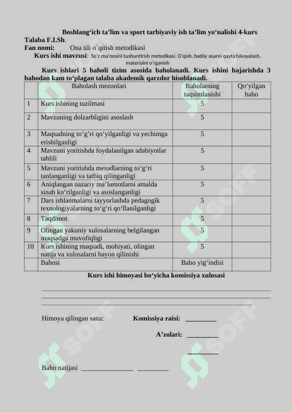 So‘z ma’nosini tushuntirish metodikasi.  O‘qish, badiiy asarni qayta hikoyalash, materialni o‘rganish, bayon va inshoga tayyorlanish bilan bog’liq holda o‘quvchilar lug’atini faollashtirish yo‘llari 2