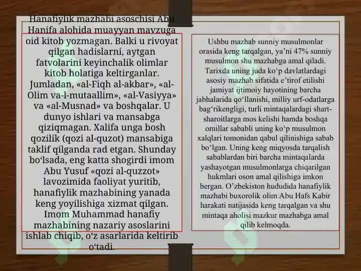 Markaziy Osiyo tarixida Hanafiya mazhabining o`rni 4