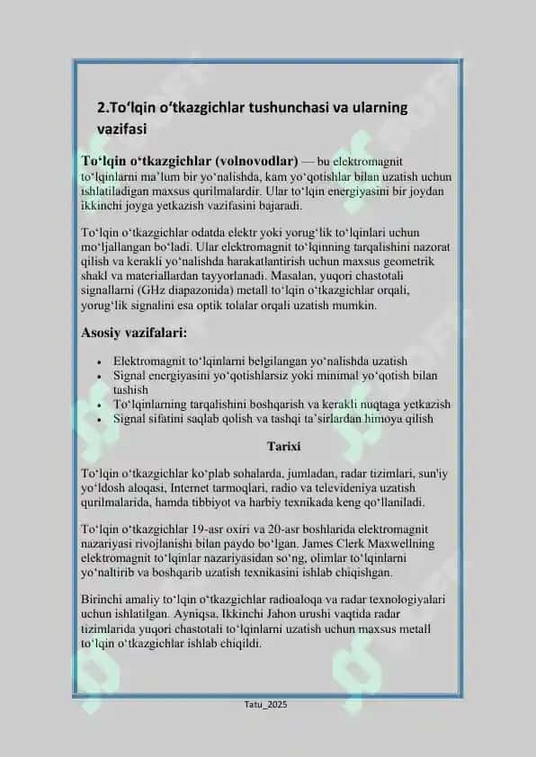 To‘lqin o‘tkazgichlar (volnovodlar) 3