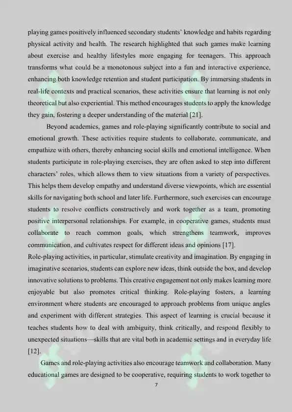 The Role of Games and Role-Playing in Teaching English in Secondary Schools 7
