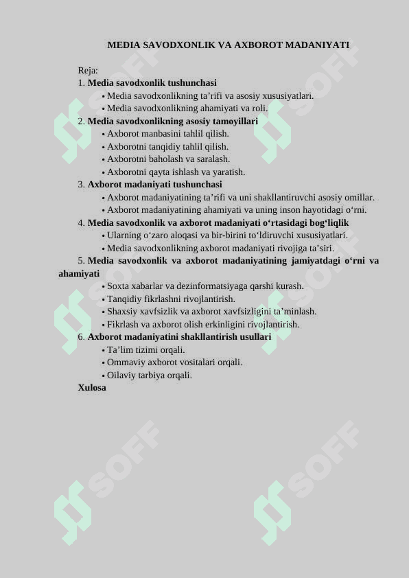 Media savodxonlik va axborot madaniyati 2