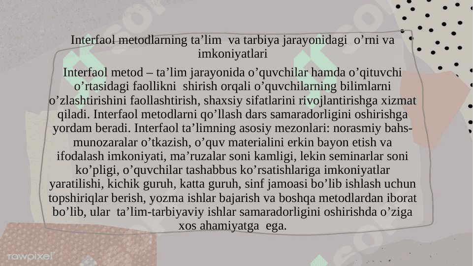 Oʼqitishning interfaol metodlar 2