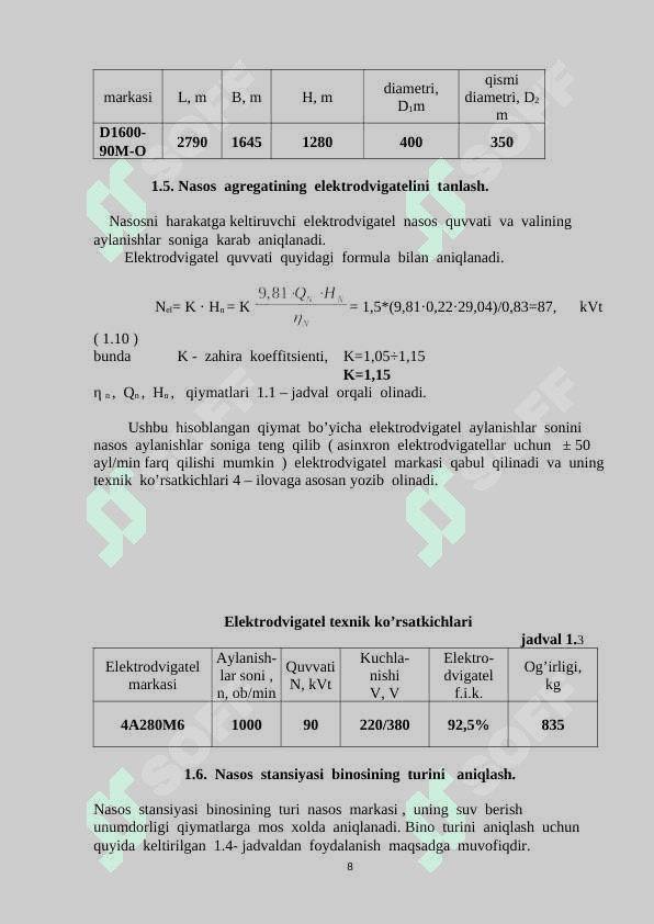 Nasos stansiyasini loyihalash 8