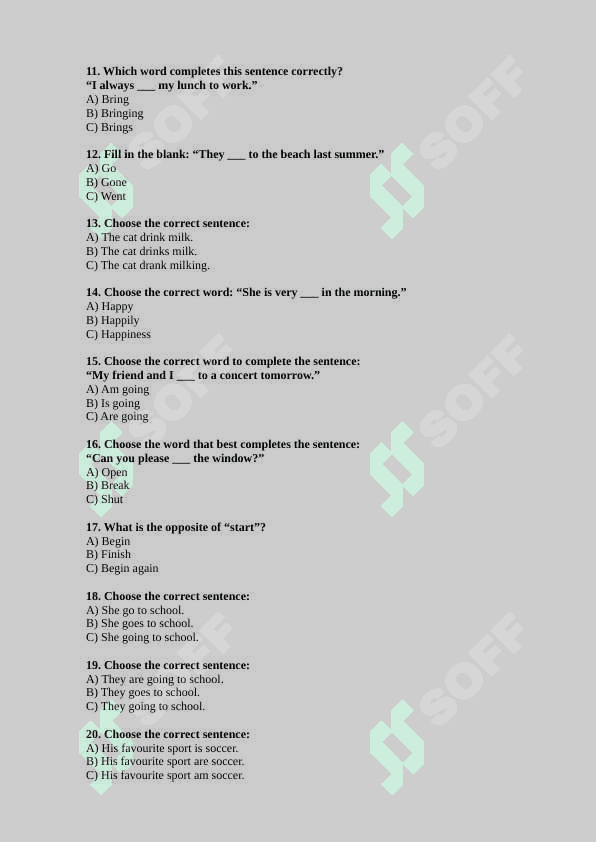 Foundation English Quiz 2