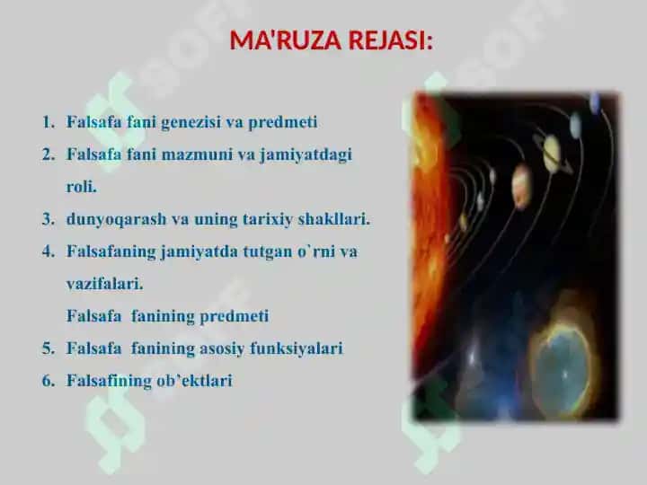 Falsafa fanining predmeti, mazmuni va jamiyatdagi o`rni 4
