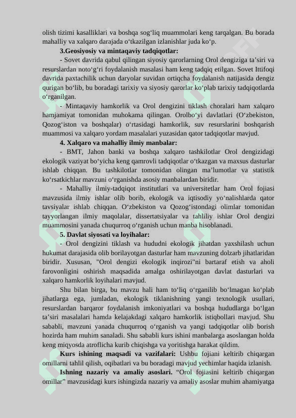 Orol fojiasini keltirib chiqargan omillar 5