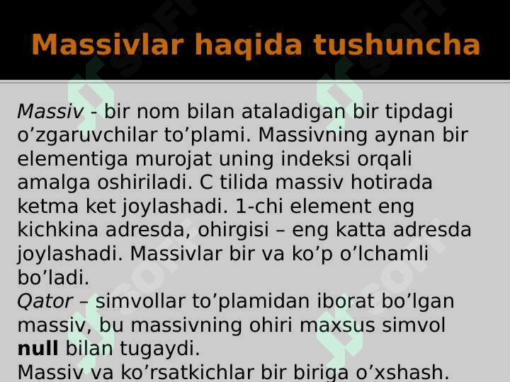 C/C++: Massiv va qatorlar 2