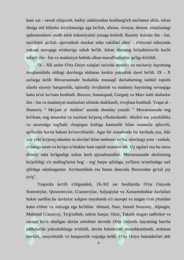Tarix darslarida IX-XII ASRDA MARKAZIY OSIYODA MADANIY HAYOT BUMERANG TEXNOLOGIYASIDAN FOYDALANISH 6