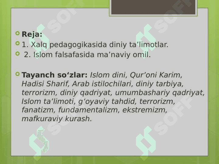 XALQ PEDAGOGIKASIDA   DINIY     TA’LIMOTLAR 2