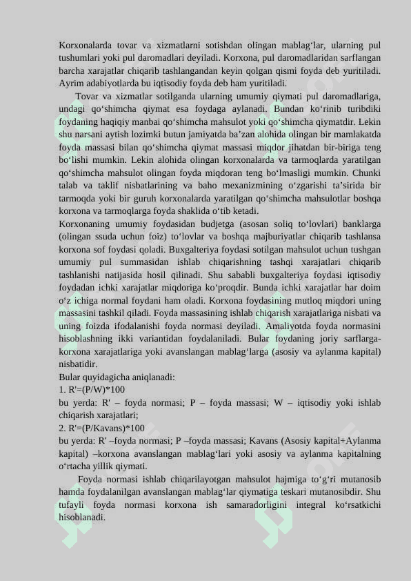 Korxona foydasining taqsimlanishi va ishlatilishi. 4