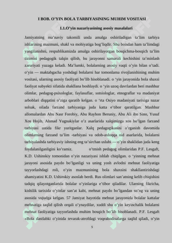 O'YIN BOLA FAOLIYATINING ASOSIY TURI SIFATIDA 5