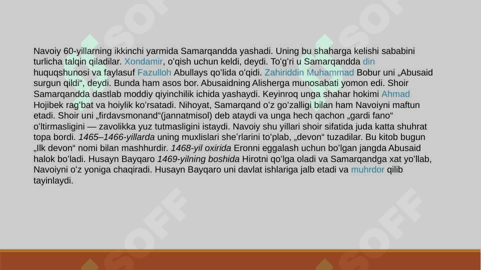 Alisher Navoiy Yigitlik yillari 4