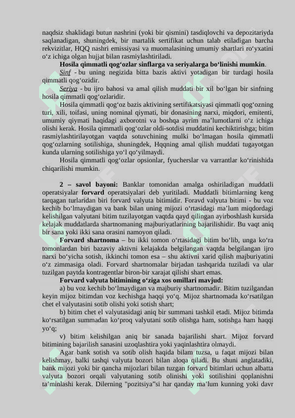 Hosilaviy qimmatli qog'ozlar bozori 3