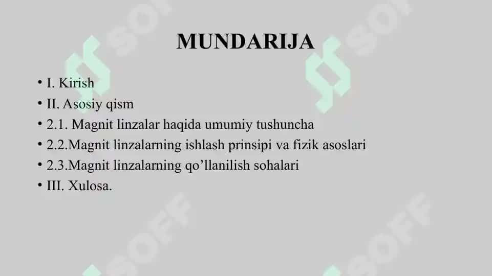 Magnit linzalar va ularning qo'llanilishi 2