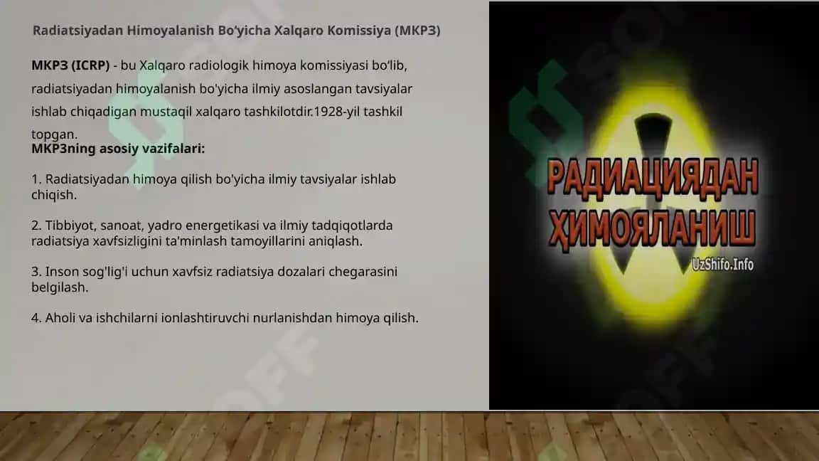 Radiatsiyadan himoyalanish masalalari bo'yicha xalqaro tashkilotlar 4