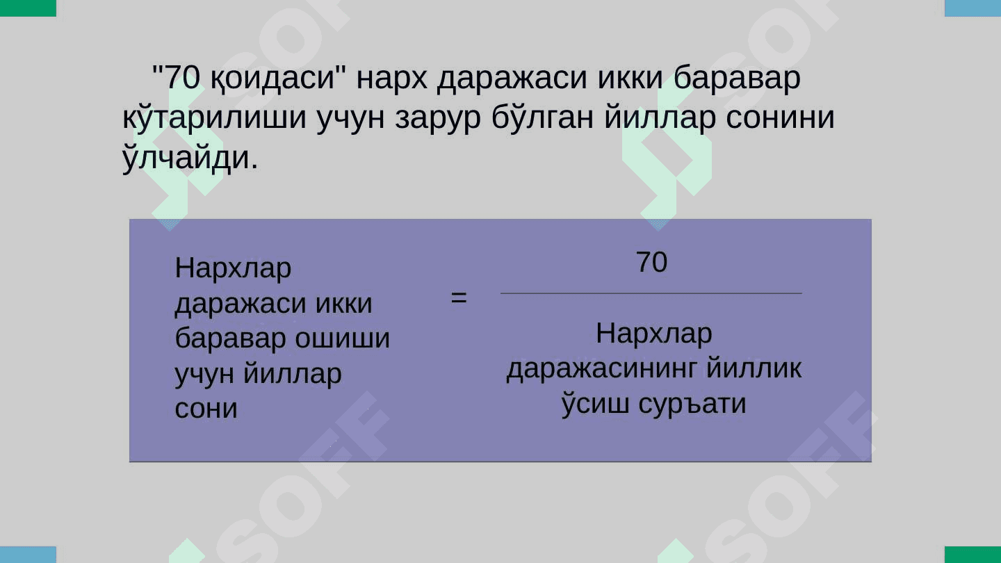 Инфлясия: моҳияти, ҳисобланиши ва турлари. Инфлясия суръати. 6