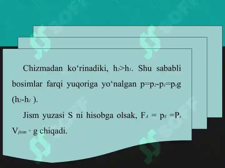 Arximed qonuni va uning qo'llanilishi 8