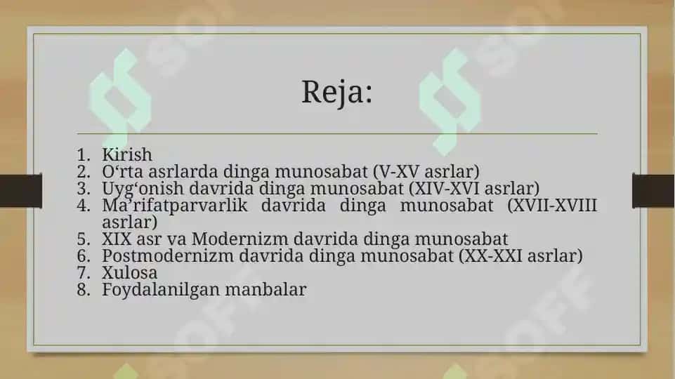 G`arbiy Yevropa sotsial tafakkurda dinga bo`lgan turli munosabatlar 2