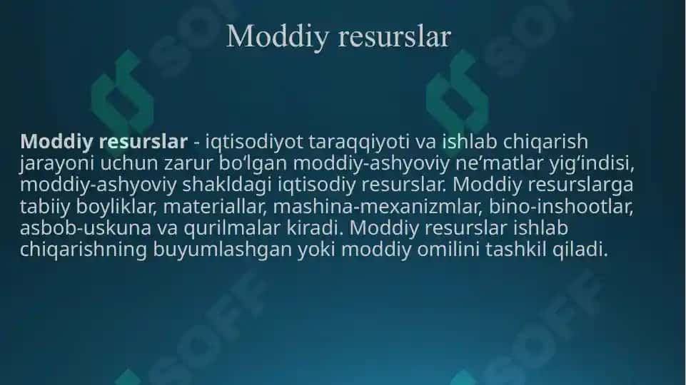 Moddiy resurslar bilan taminlanganlik va ulardan foydalanish tahlili 2