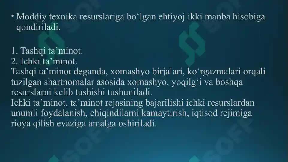 Moddiy resurslar bilan taminlanganlik va ulardan foydalanish tahlili 4